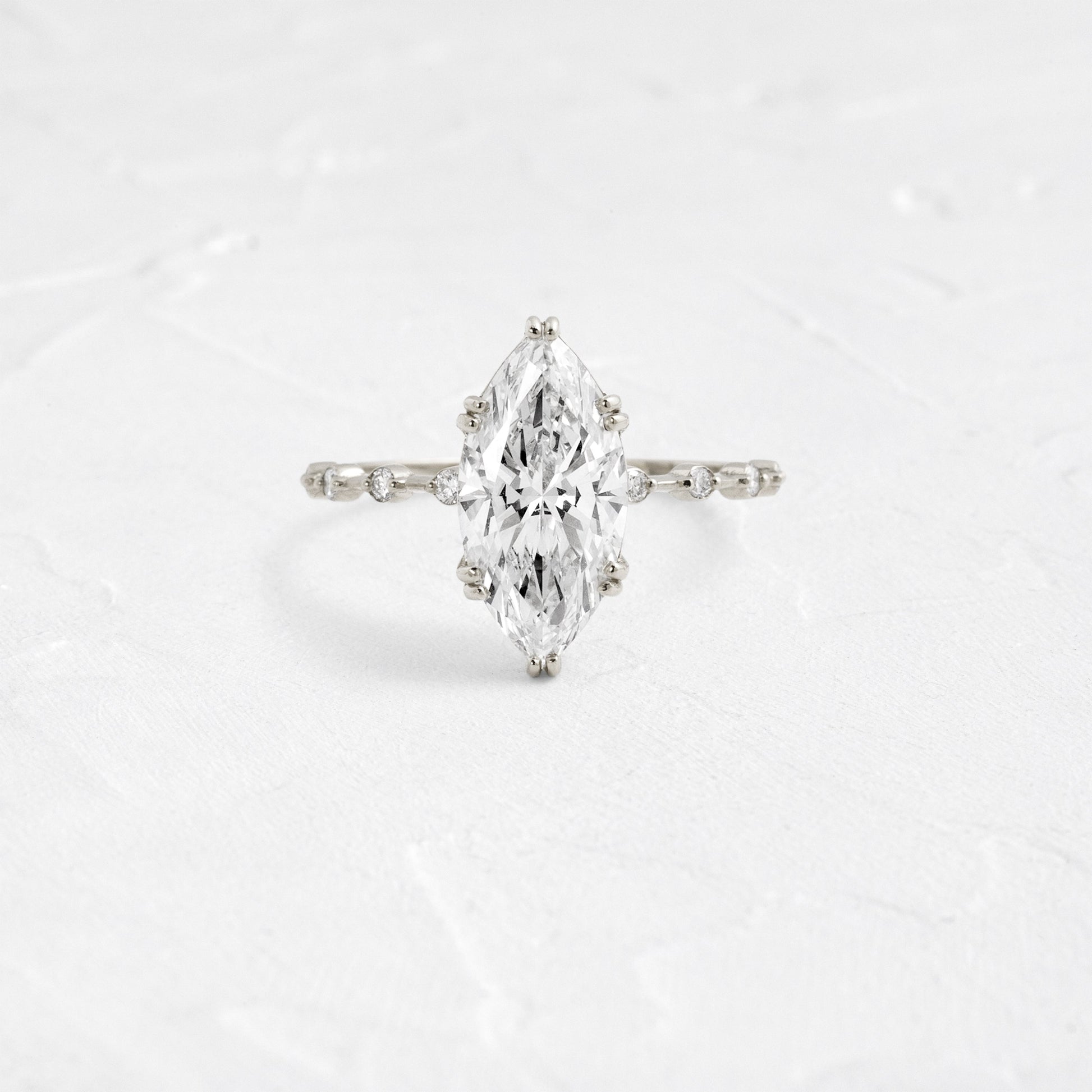 Pave Double Prong-Marquise Lab Grown Diamond Engagement Ring