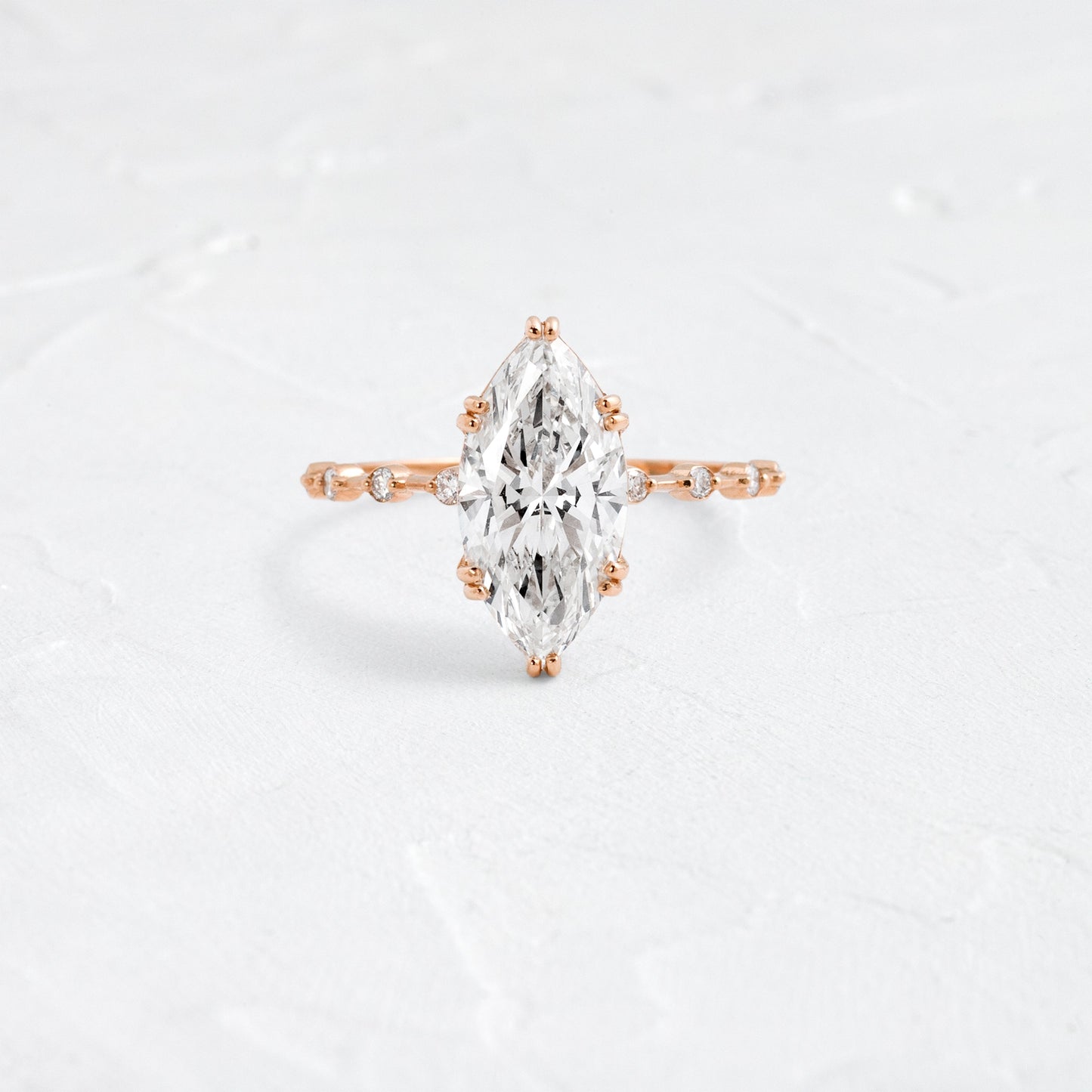 Pave Double Prong-Marquise Lab Grown Diamond Engagement Ring