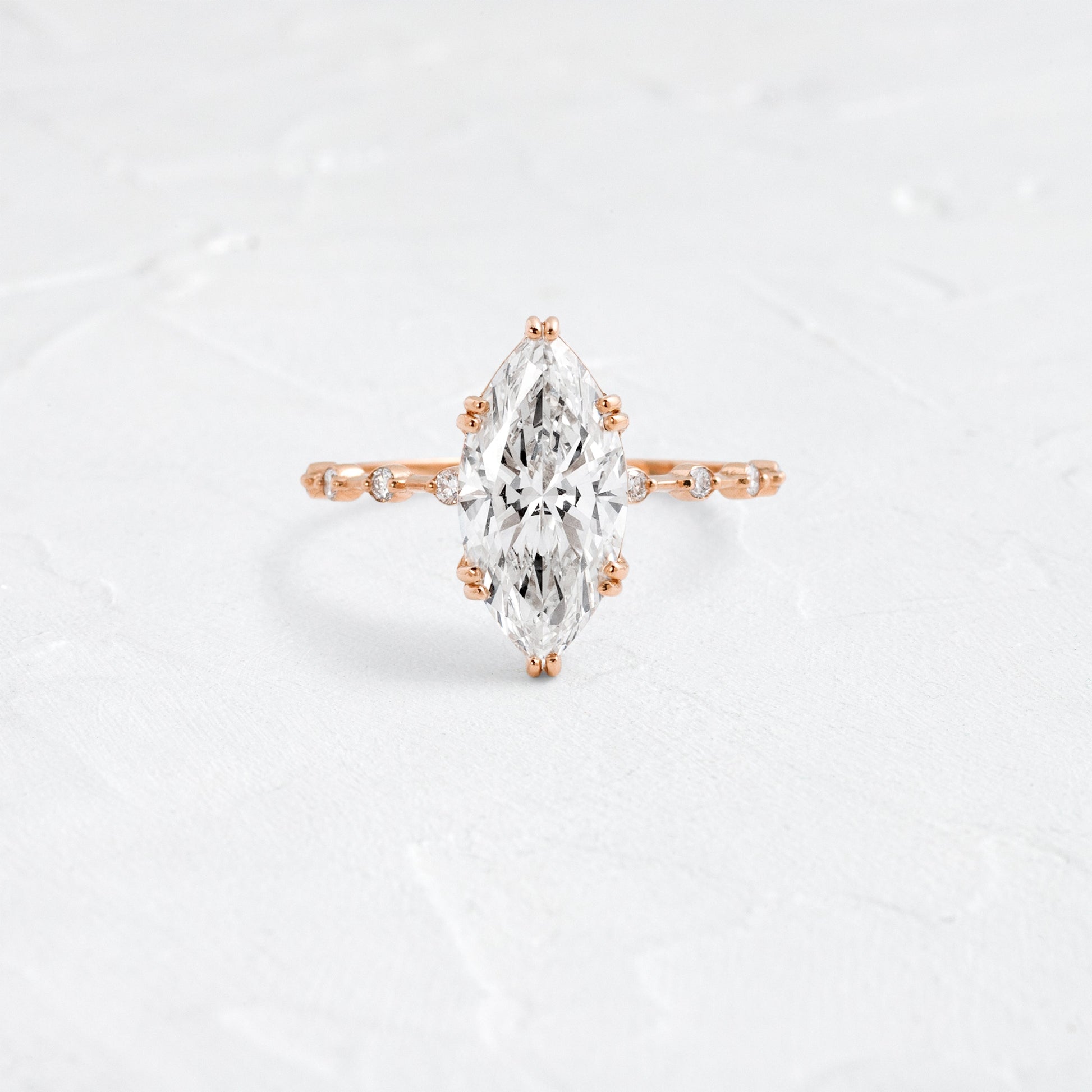 Pave Double Prong-Marquise Lab Grown Diamond Engagement Ring