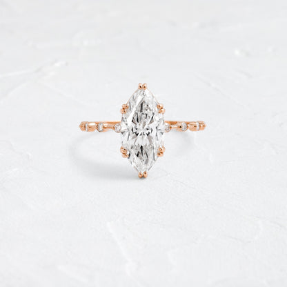 Pave Double Prong-Marquise Lab Grown Diamond Engagement Ring