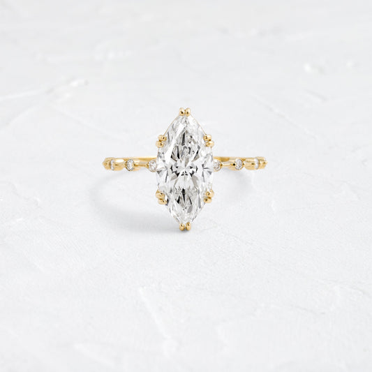 Pave Double Prong-Marquise Lab Grown Diamond Engagement Ring
