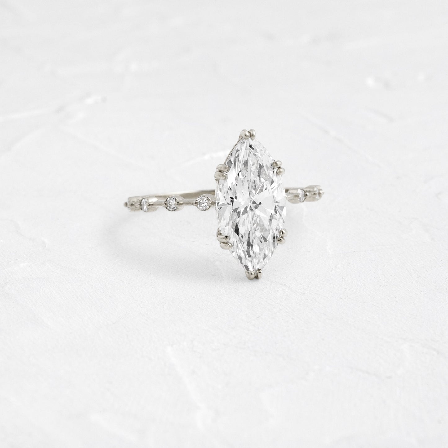 Pave Double Prong-Marquise Lab Grown Diamond Engagement Ring