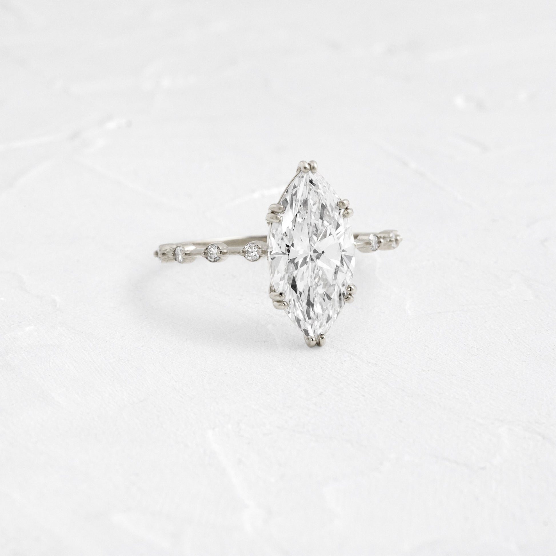 Pave Double Prong-Marquise Lab Grown Diamond Engagement Ring