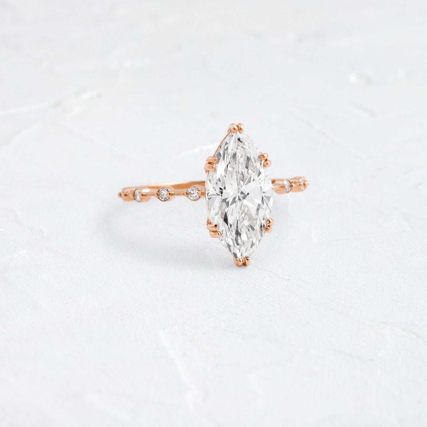 Pave Double Prong-Marquise Lab Grown Diamond Engagement Ring