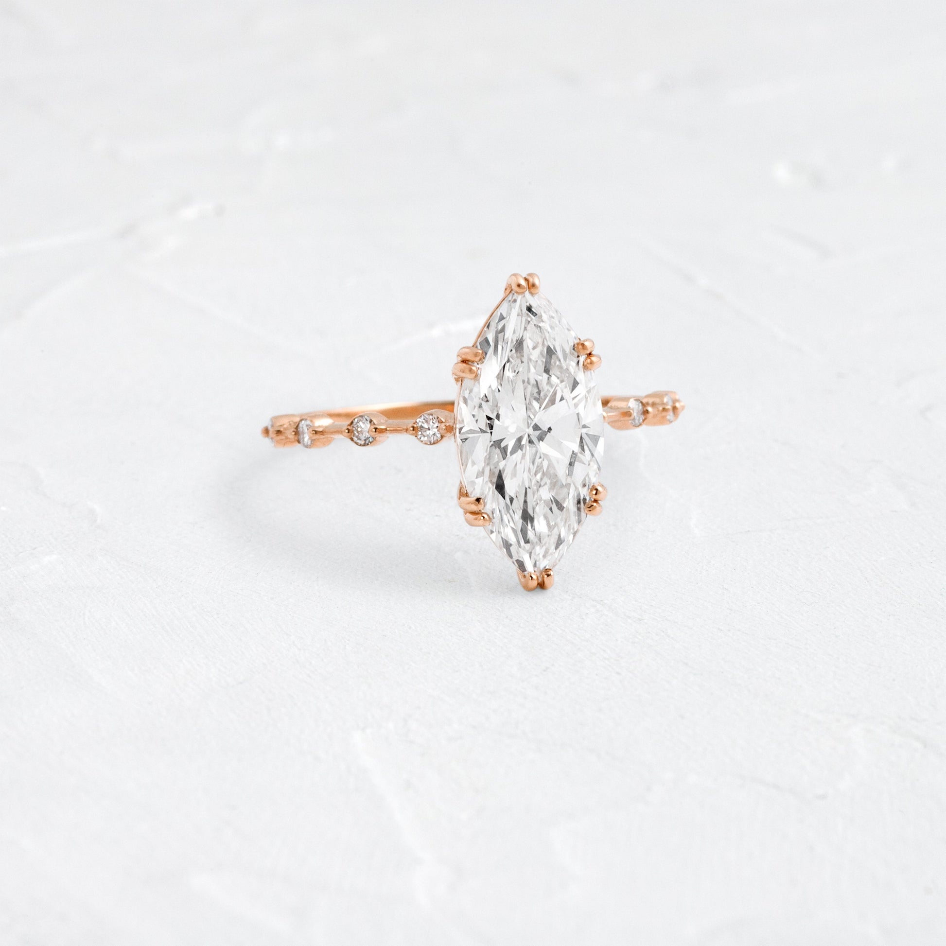 Pave Double Prong-Marquise Lab Grown Diamond Engagement Ring