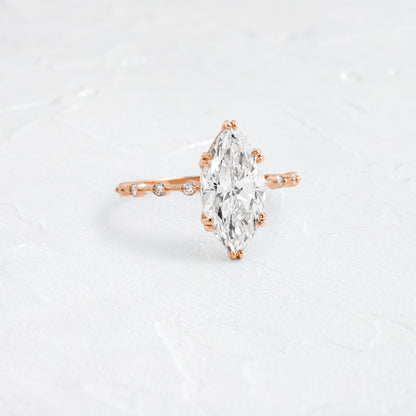 Pave Double Prong-Marquise Lab Grown Diamond Engagement Ring