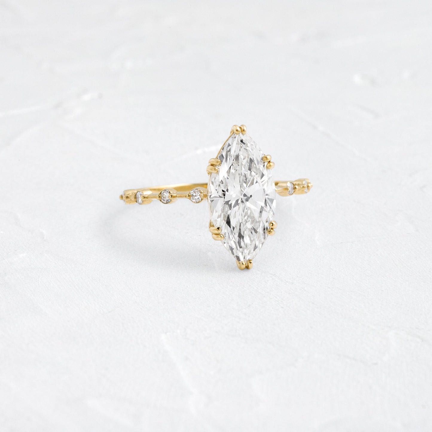 Pave Double Prong-Marquise Lab Grown Diamond Engagement Ring