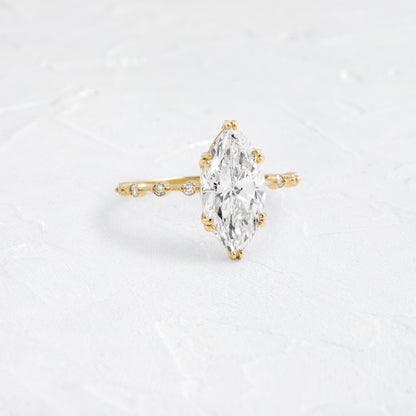 Pave Double Prong-Marquise Lab Grown Diamond Engagement Ring