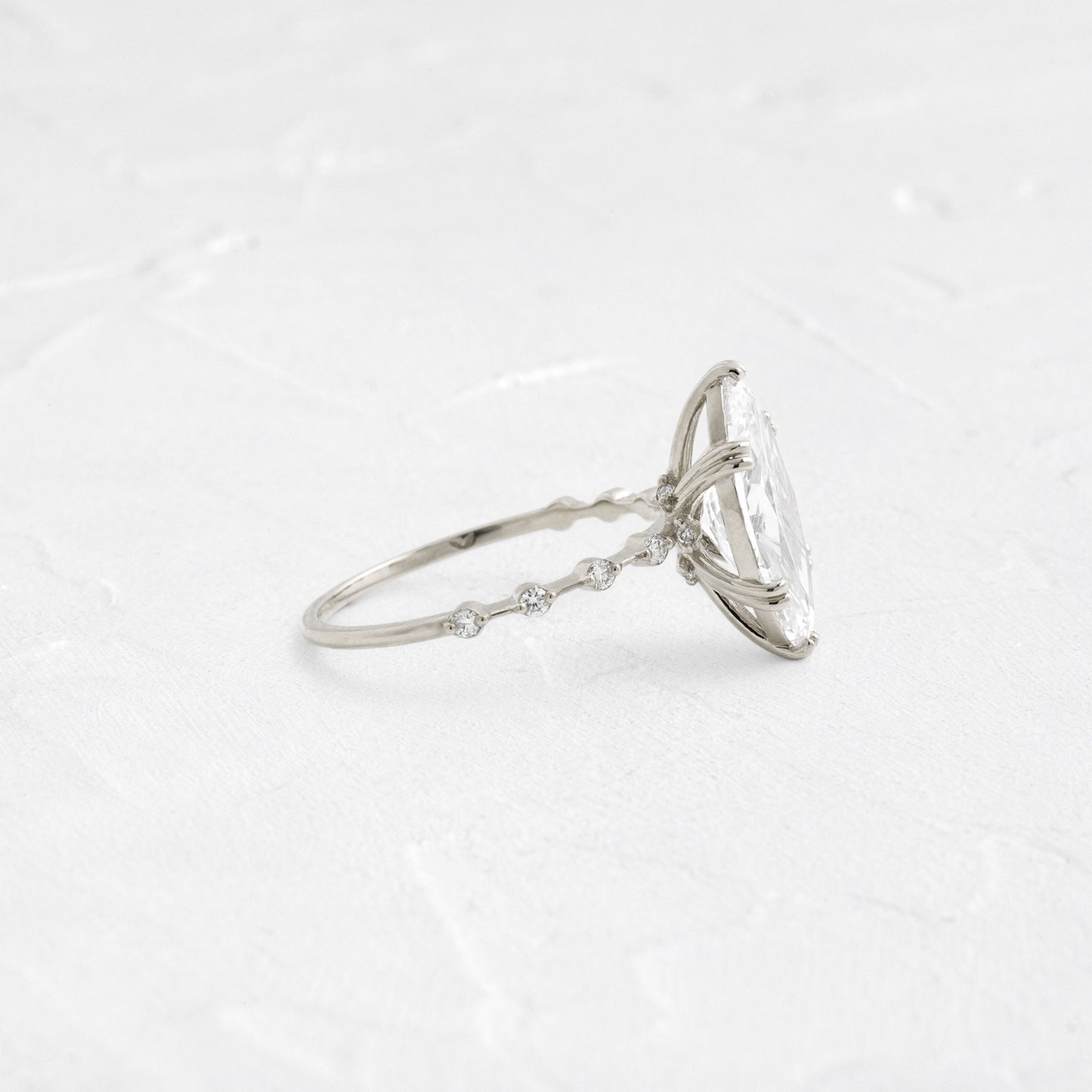 Pave Double Prong-Marquise Lab Grown Diamond Engagement Ring