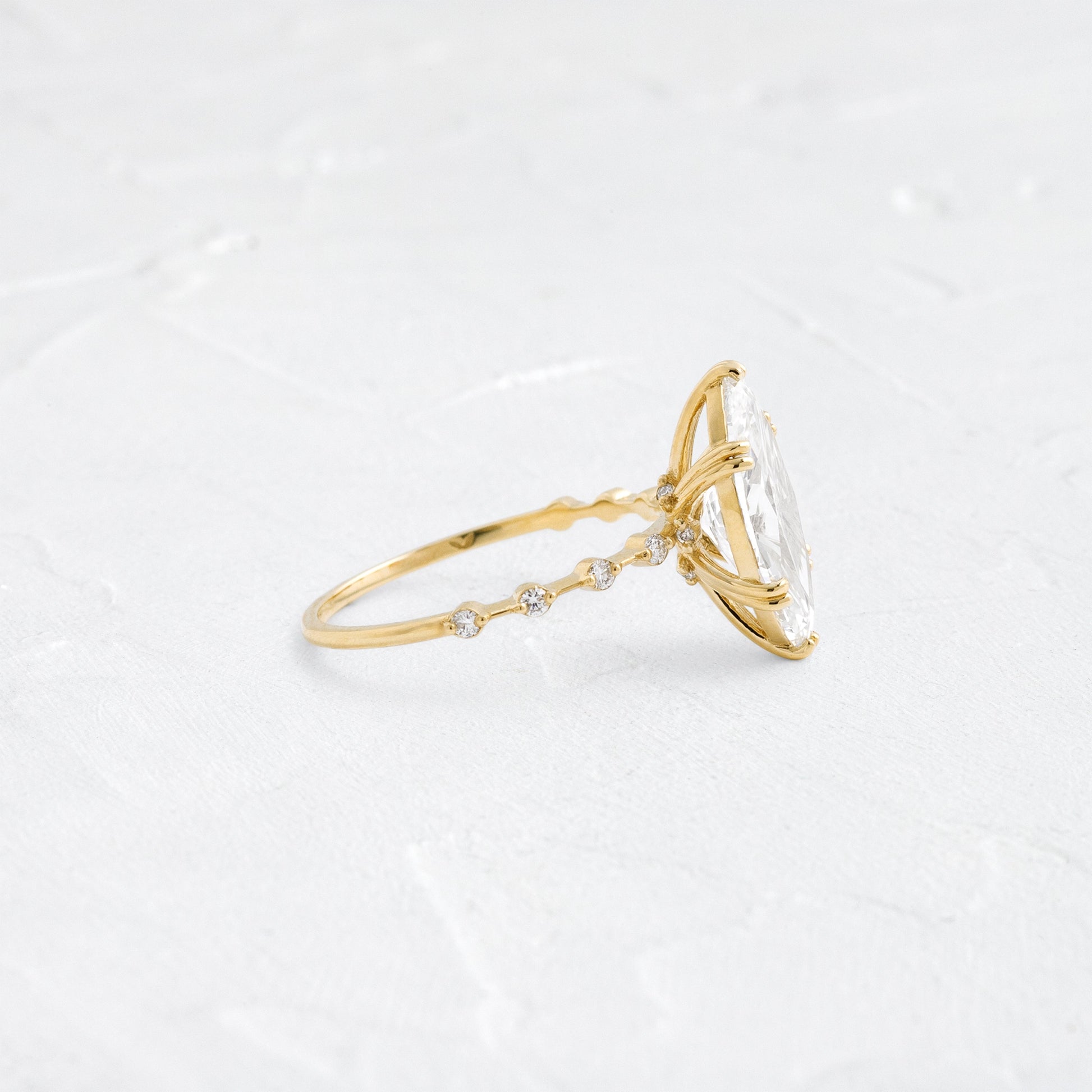 Pave Double Prong-Marquise Lab Grown Diamond Engagement Ring