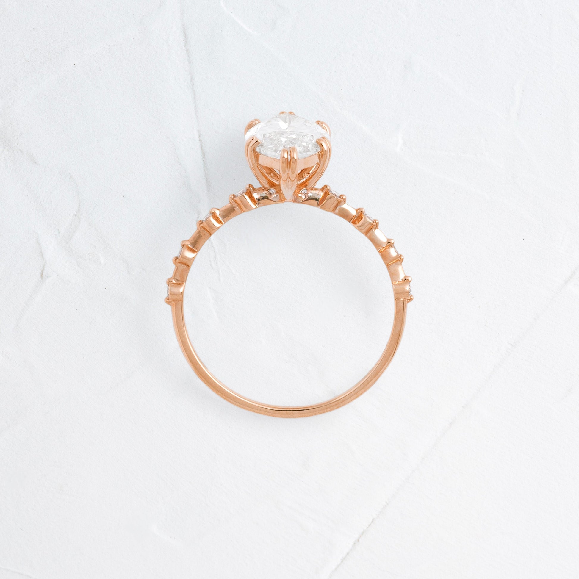 Pave Double Prong-Marquise Lab Grown Diamond Engagement Ring