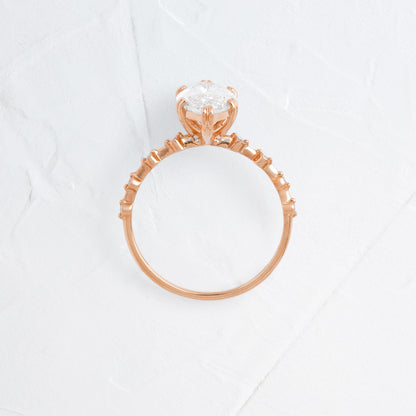 Pave Double Prong-Marquise Lab Grown Diamond Engagement Ring