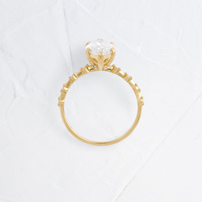 Pave Double Prong-Marquise Lab Grown Diamond Engagement Ring