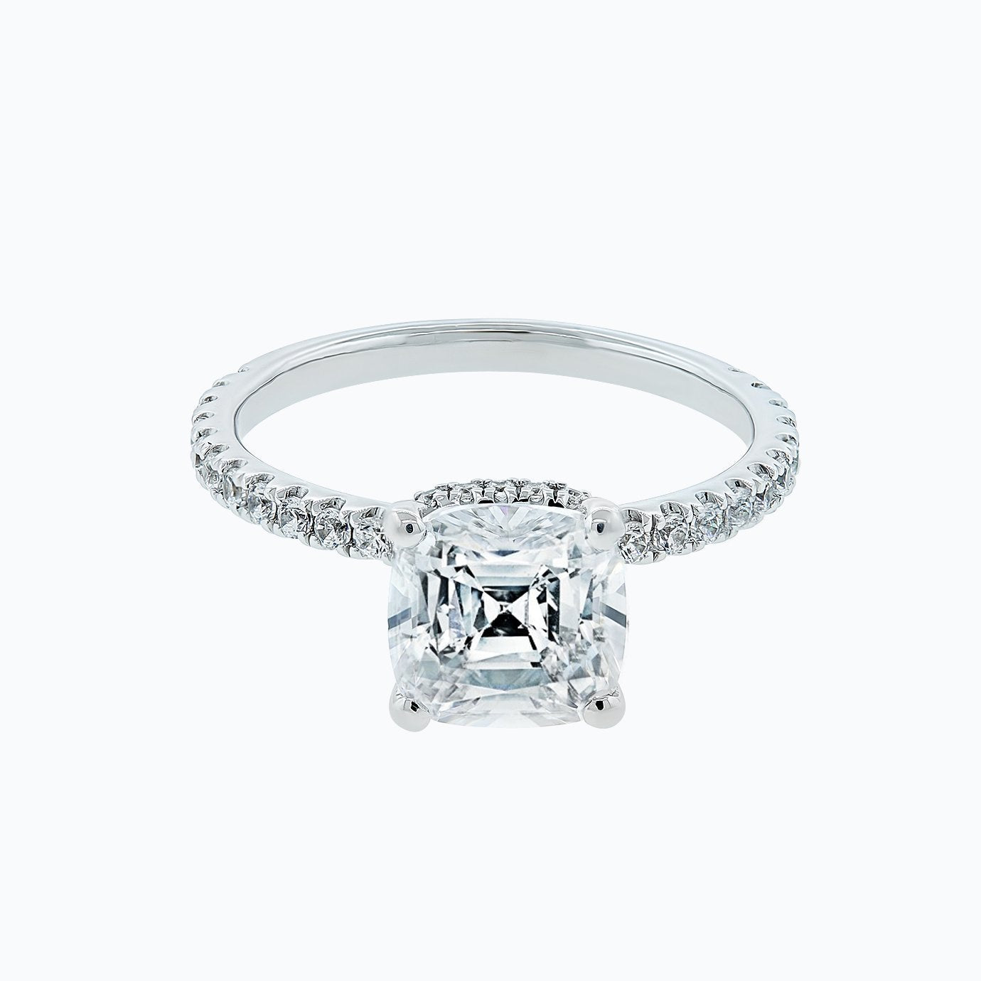 2.0 CT Asscher Lab-Grown Diamond Ring With Hidden Halo & Pave Elegance