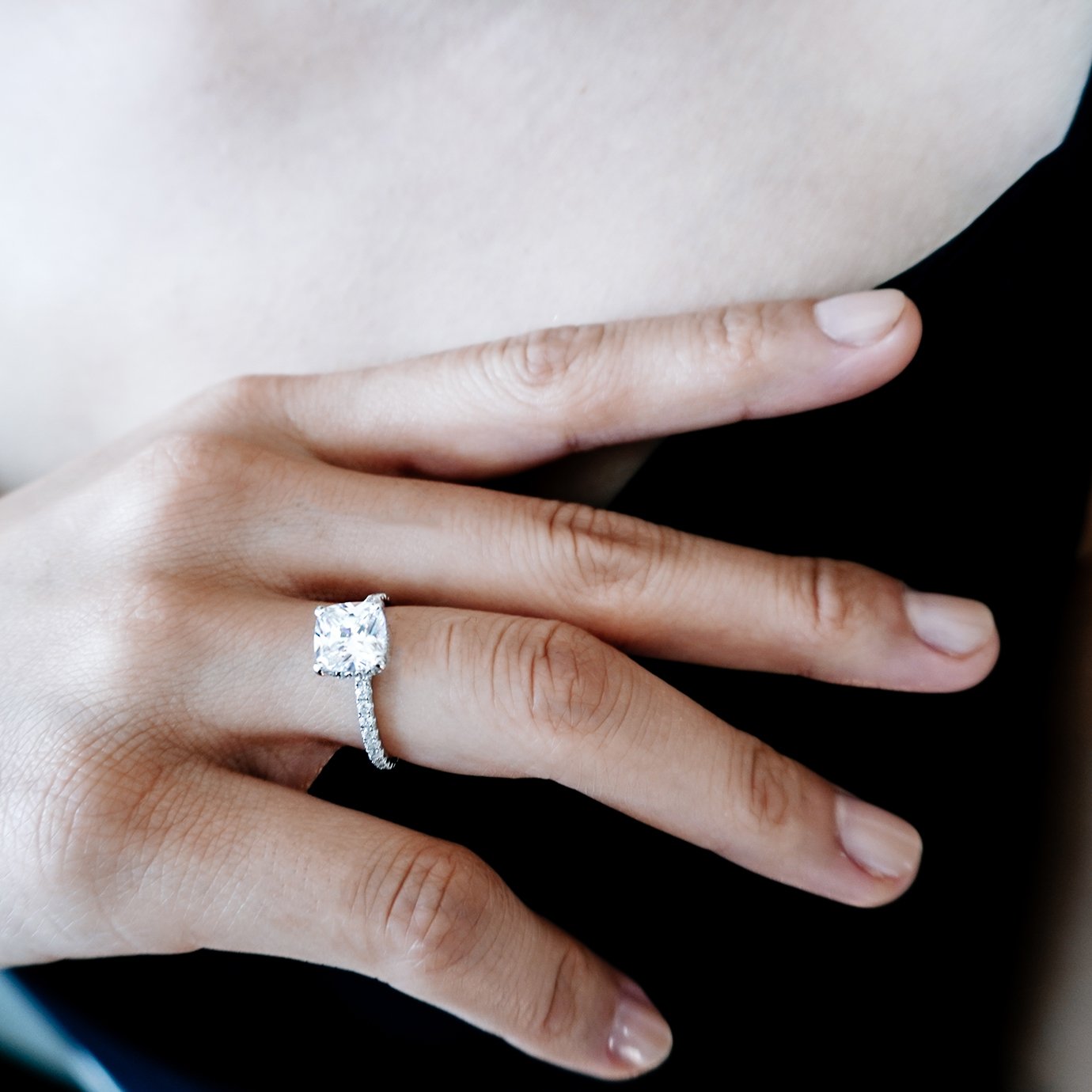 2.0 CT Asscher Lab-Grown Diamond Ring With Hidden Halo & Pave Elegance 7
