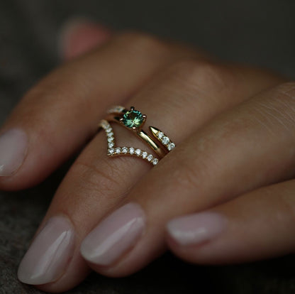 Elegant 0.225 TCW Round Lab-Grown Diamond V-Shaped Wedding Band 6