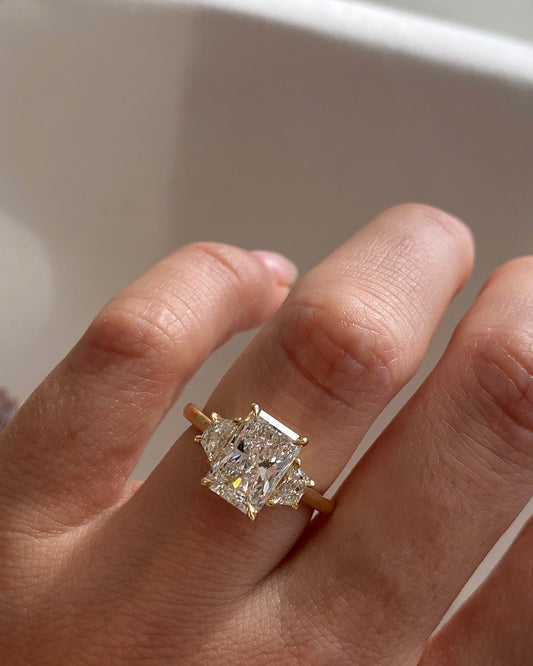 Three Stone-Radiant Lab Grown Diamond Engagement Ring