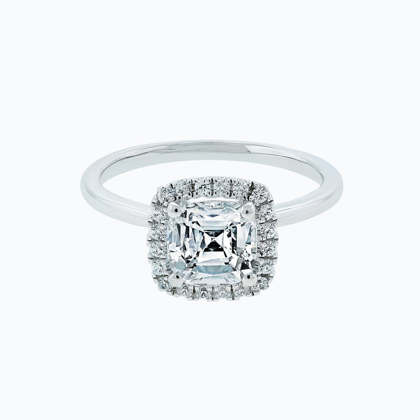 1.5 CT Asscher Cut Lab Diamond Halo Engagement Ring