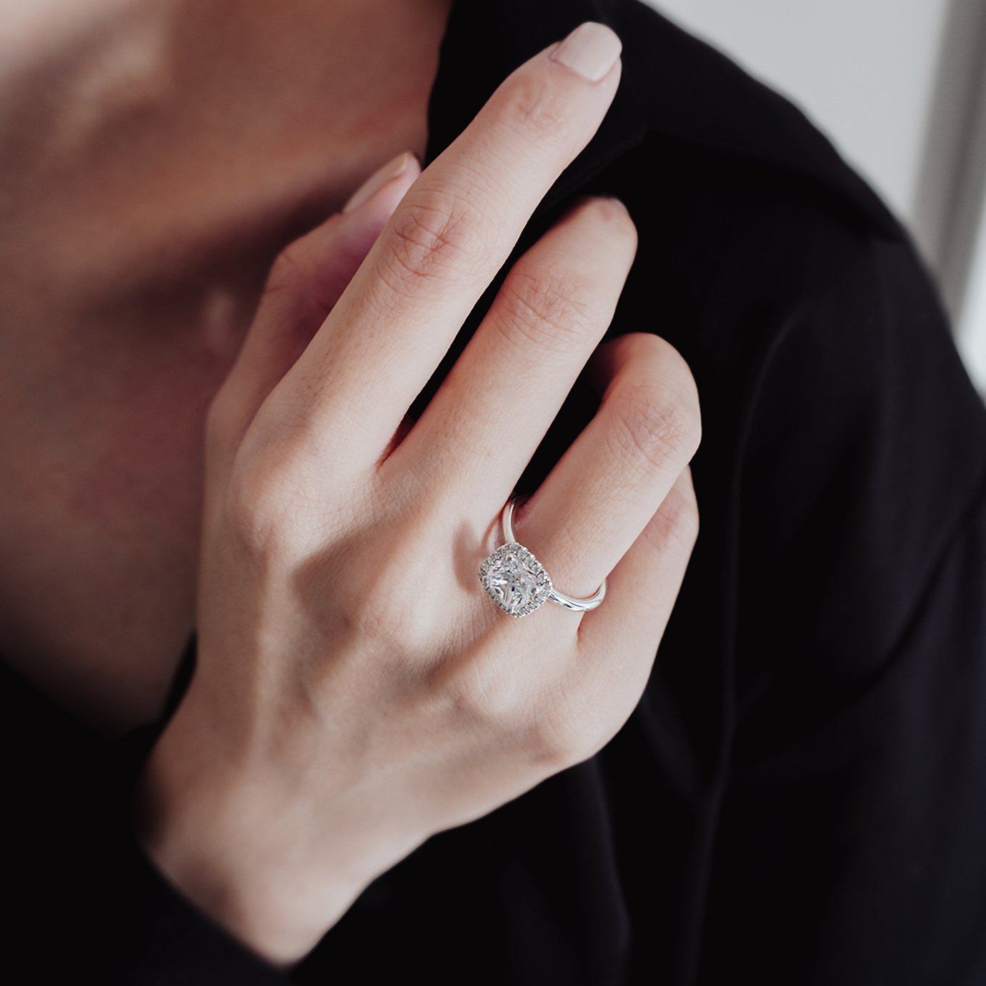 1.5 CT Asscher Cut Lab Diamond Halo Engagement Ring 7