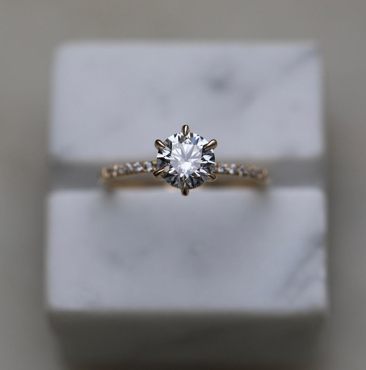 1 CT Round Lab-Grown Diamond Pave Engagement Ring