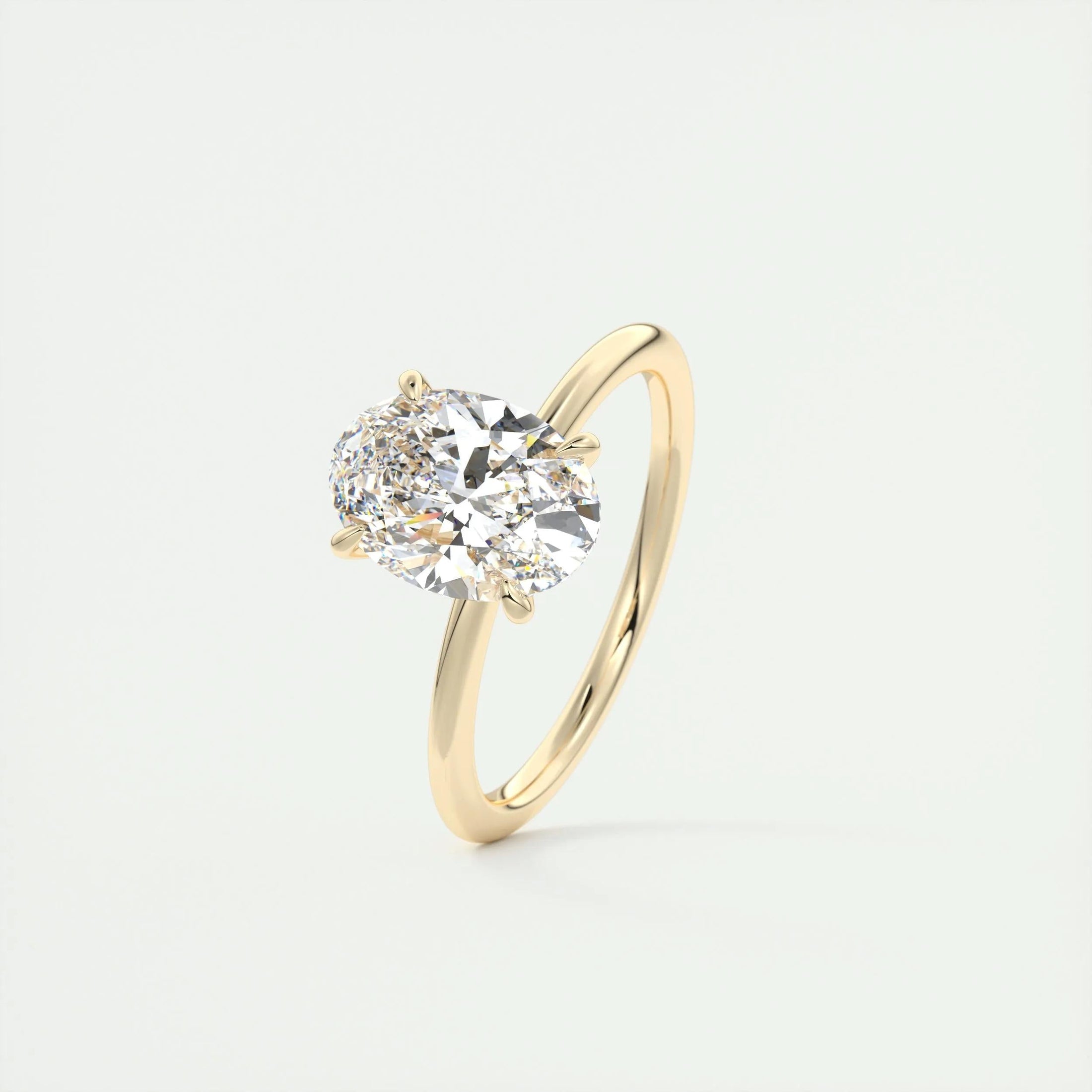 2.0 CT Oval Lab Grown Diamond Solitaire Engagement Ring