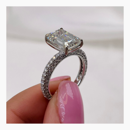 4.5 CT Emerald Cut Lab-Grown Diamond Pave Engagement Ring 4