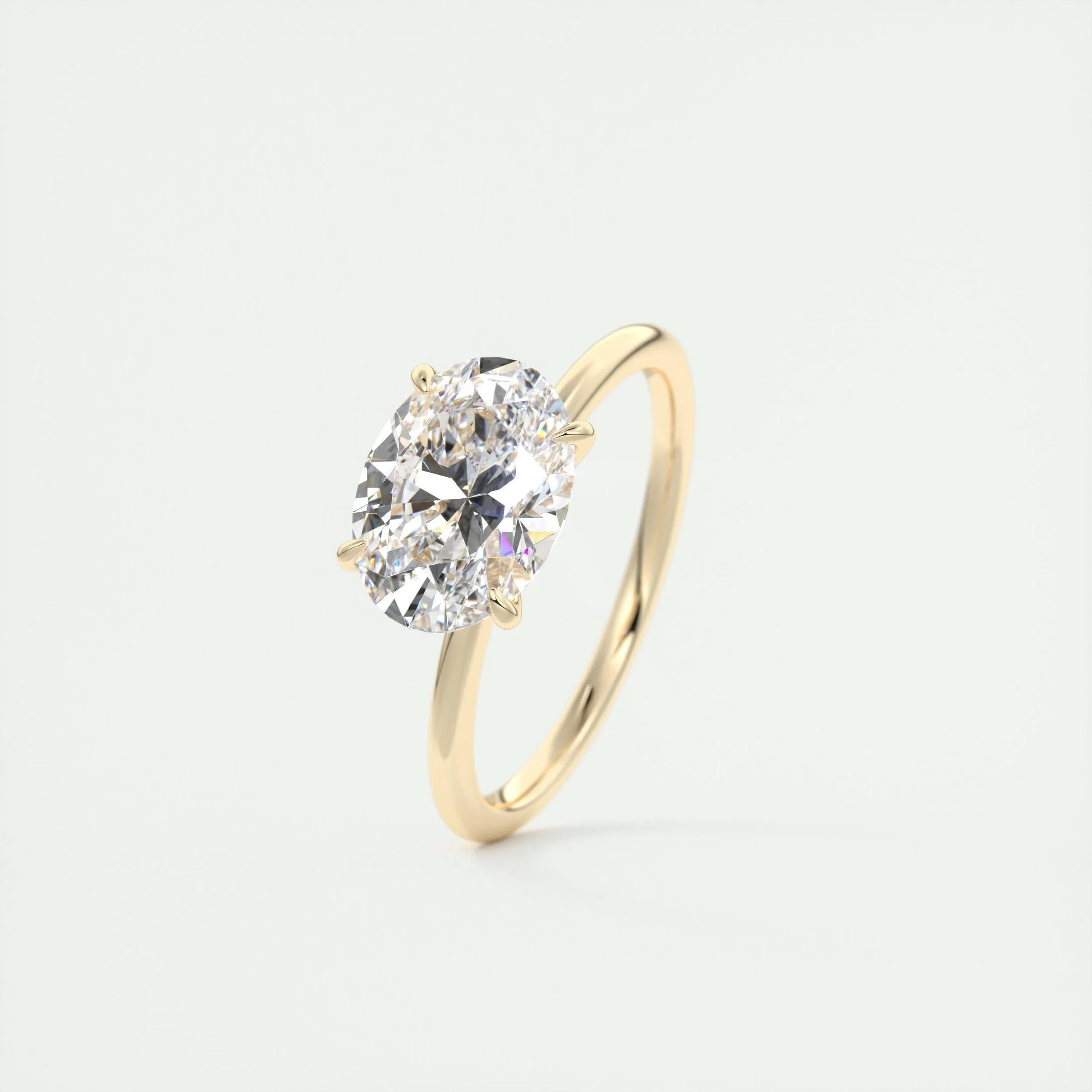 2.0 CT Oval Lab Grown Diamond  Solitaire East West Engagement Ring