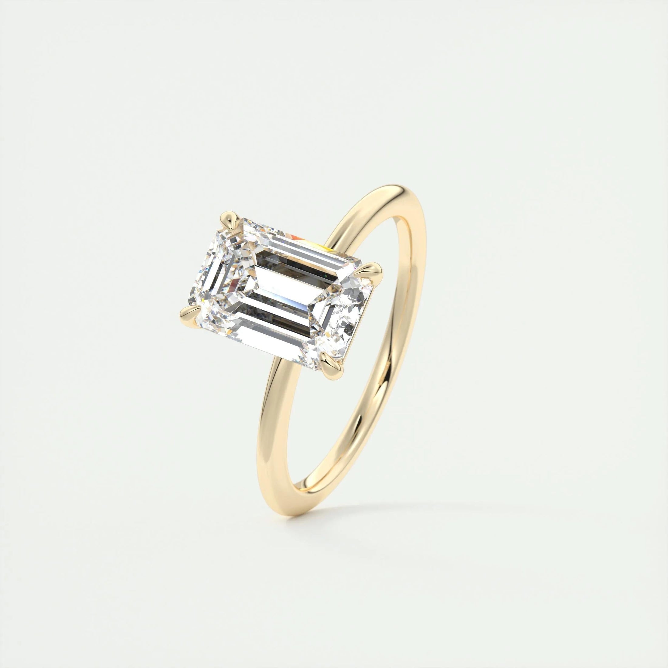 2.0 CT Emerald Cut Lab Grown Diamond Solitaire Engagement Ring 11