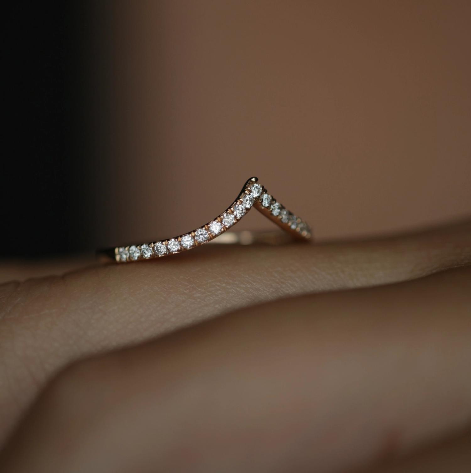 0.225 TCW Round Lab-Grown Diamond V-Curve Wedding Band 8