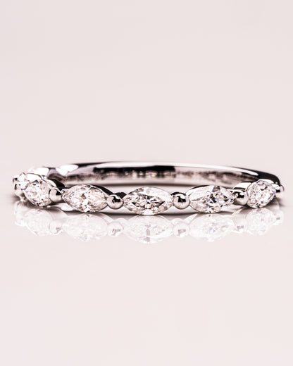 0.7 CT Marquise Shaped Lab Grown Diamond Thin Wedding Band