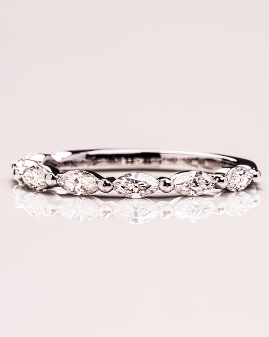 0.7 CT Marquise Shaped Lab Grown Diamond Thin Wedding Band