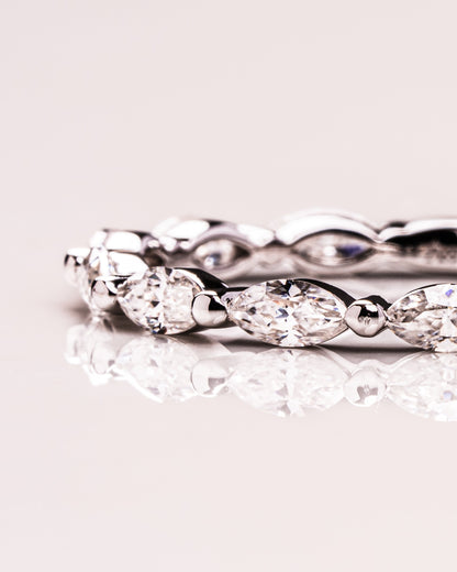 0.7 CT Marquise Shaped Lab Grown Diamond Thin Wedding Band