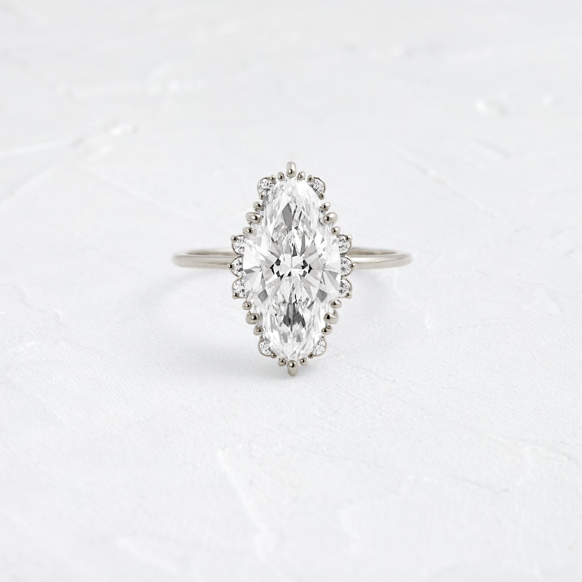Halo & Triple Prong Style-Marquise Lab Grown Diamond Engagement Ring