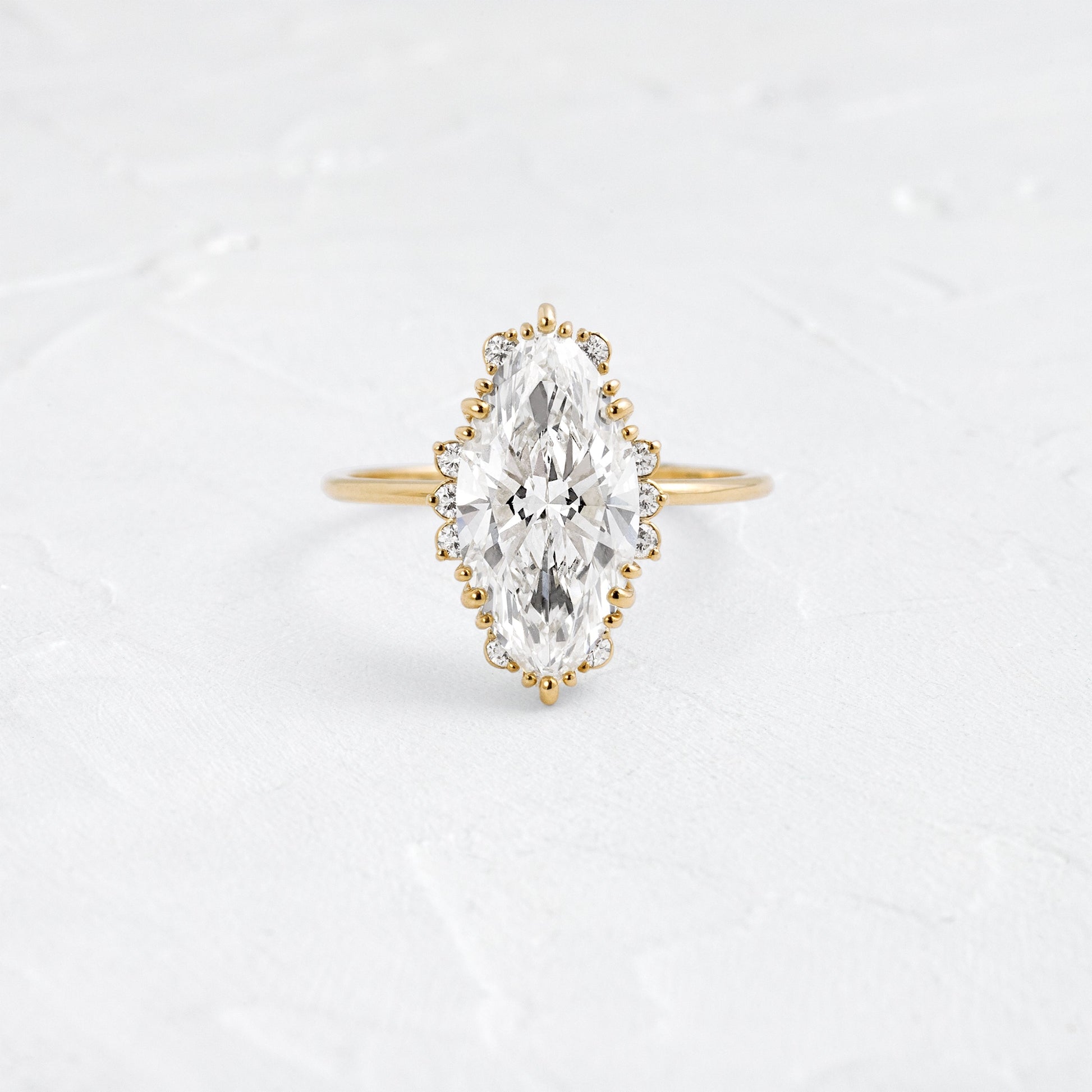 Halo & Triple Prong Style-Marquise Lab Grown Diamond Engagement Ring