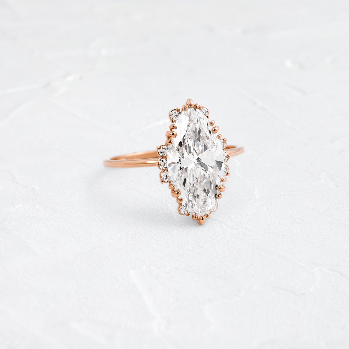 Halo & Triple Prong Style-Marquise Lab Grown Diamond Engagement Ring