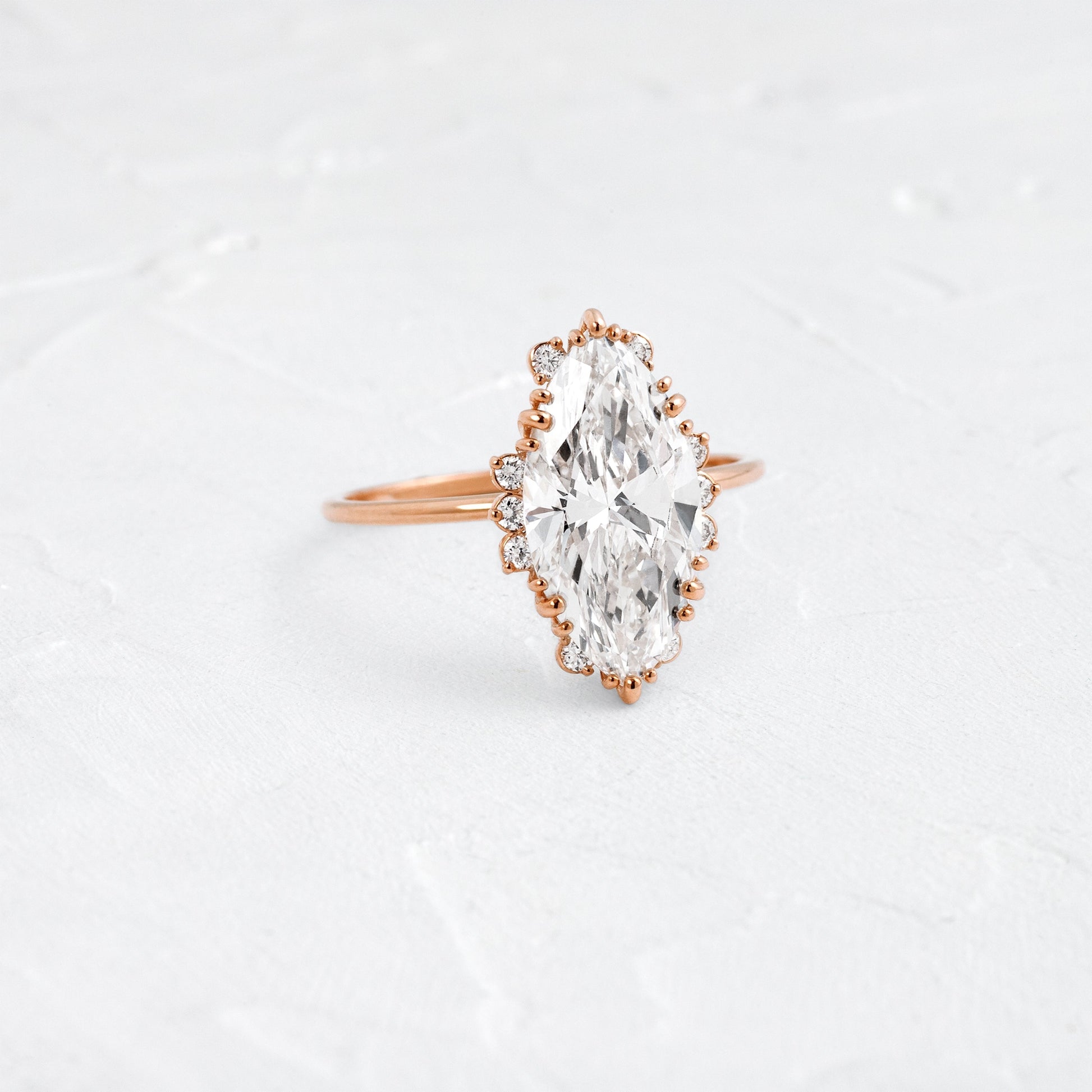Halo & Triple Prong Style-Marquise Lab Grown Diamond Engagement Ring