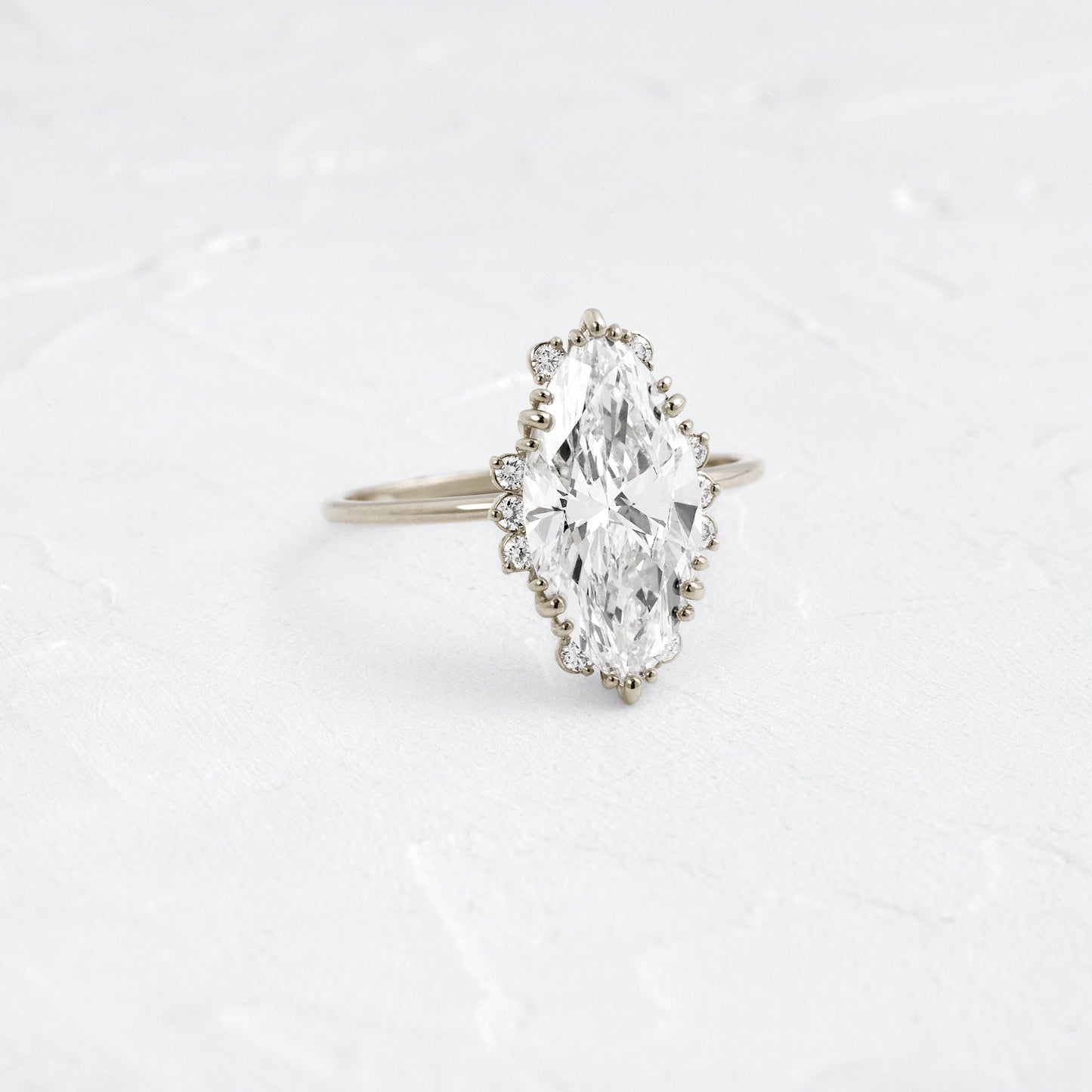 Halo & Triple Prong Style-Marquise Lab Grown Diamond Engagement Ring