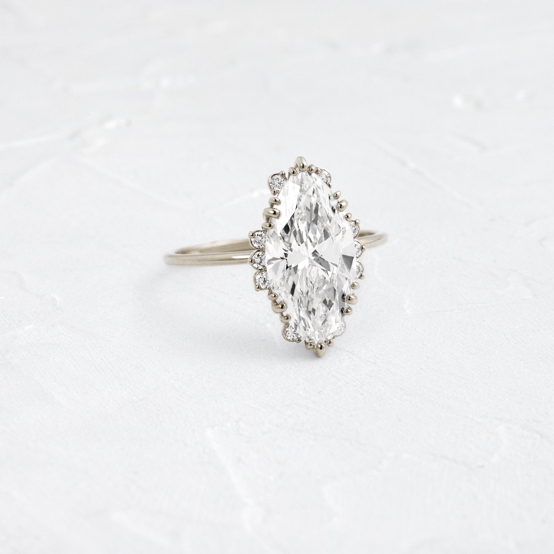 Halo & Triple Prong Style-Marquise Lab Grown Diamond Engagement Ring