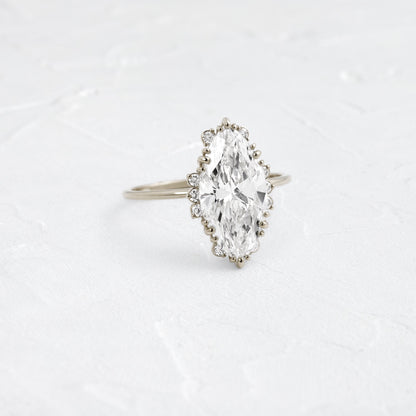 Halo & Triple Prong Style-Marquise Lab Grown Diamond Engagement Ring