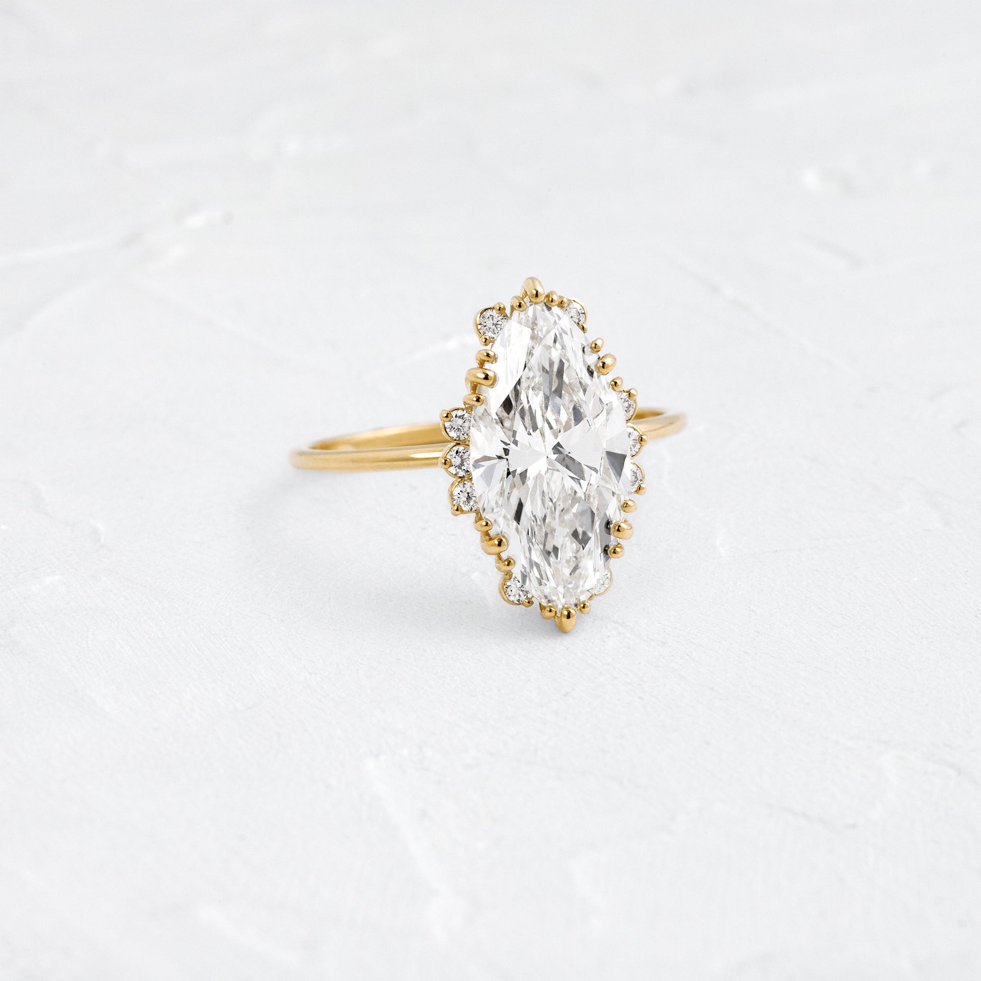 Halo & Triple Prong Style-Marquise Lab Grown Diamond Engagement Ring
