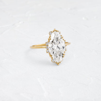 Halo & Triple Prong Style-Marquise Lab Grown Diamond Engagement Ring