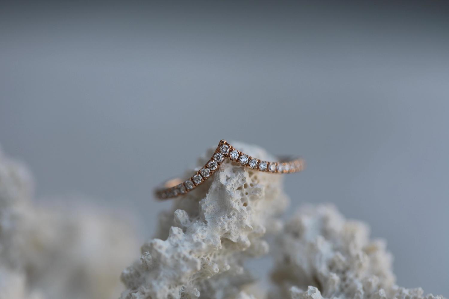 0.225 TCW Round Lab-Grown Diamond V-Curve Wedding Band 4