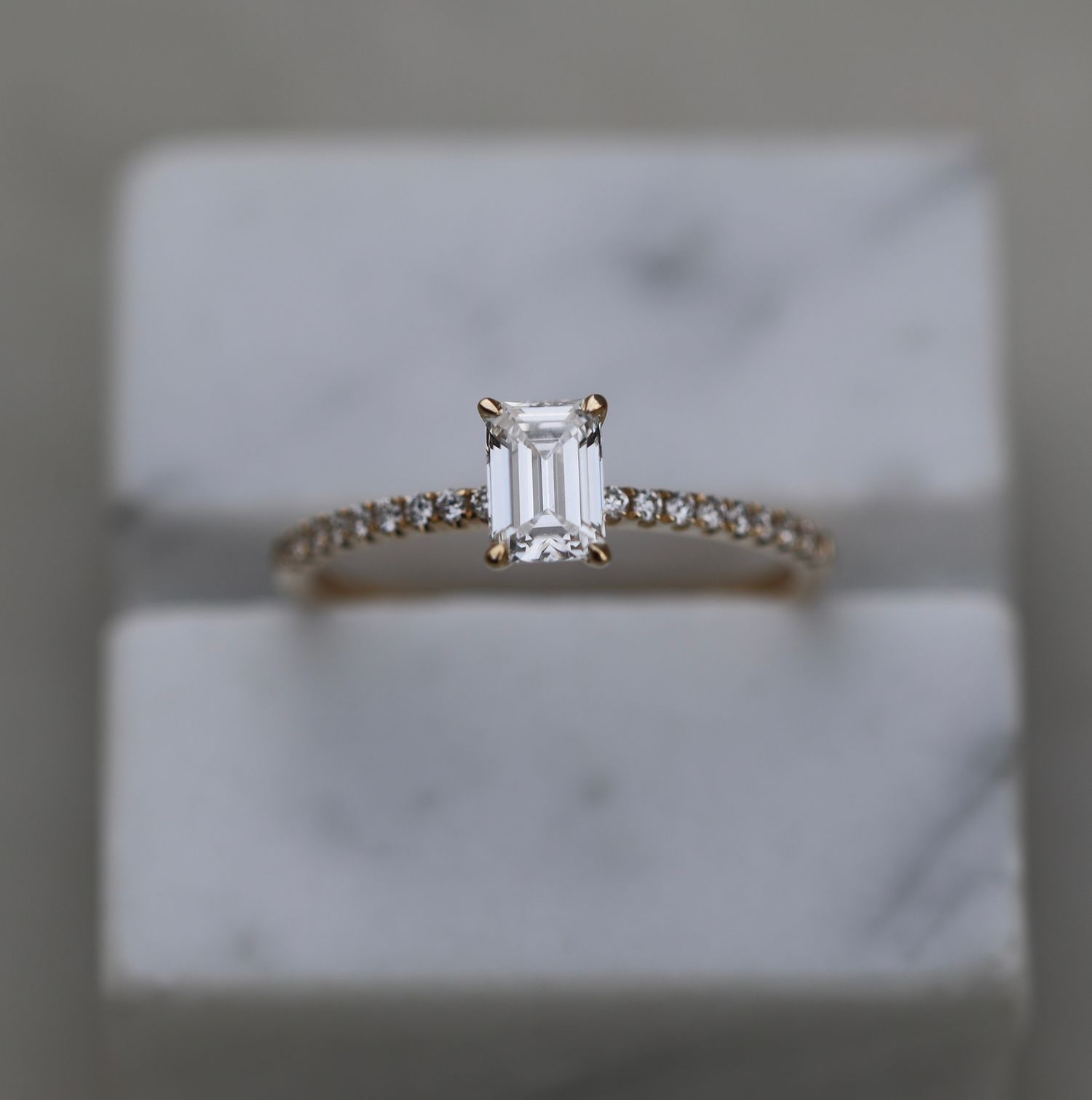 0.50 CT Emerald Lab Grown Diamond Pave Engagement Ring 1