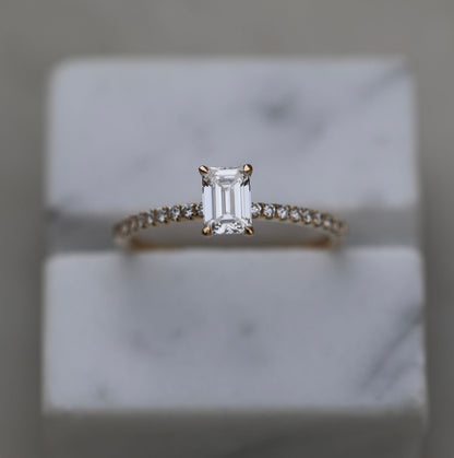 0.50 CT Emerald Lab Grown Diamond Pave Engagement Ring 1