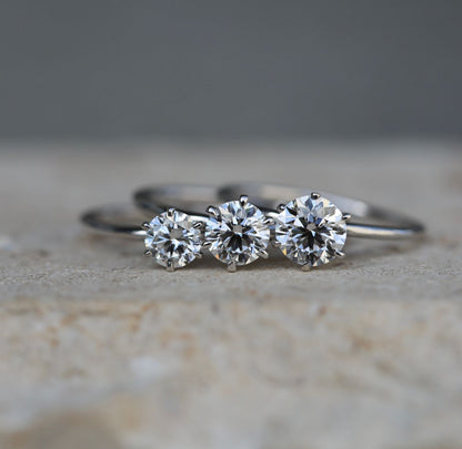 1.0 CT Round Lab-Grown Diamond Solitaire Ring in Classic Gold Setting 10