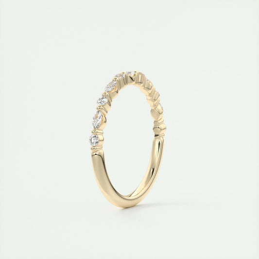 0.32 CT Marquise & Round Multi Stones CVD EF/VVS Diamond Wedding Band 10