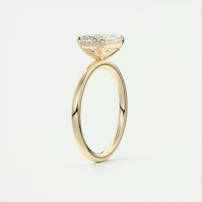2.0 CT Emerald Lab Grown Diamond East West Solitaire Engagement Ring 14