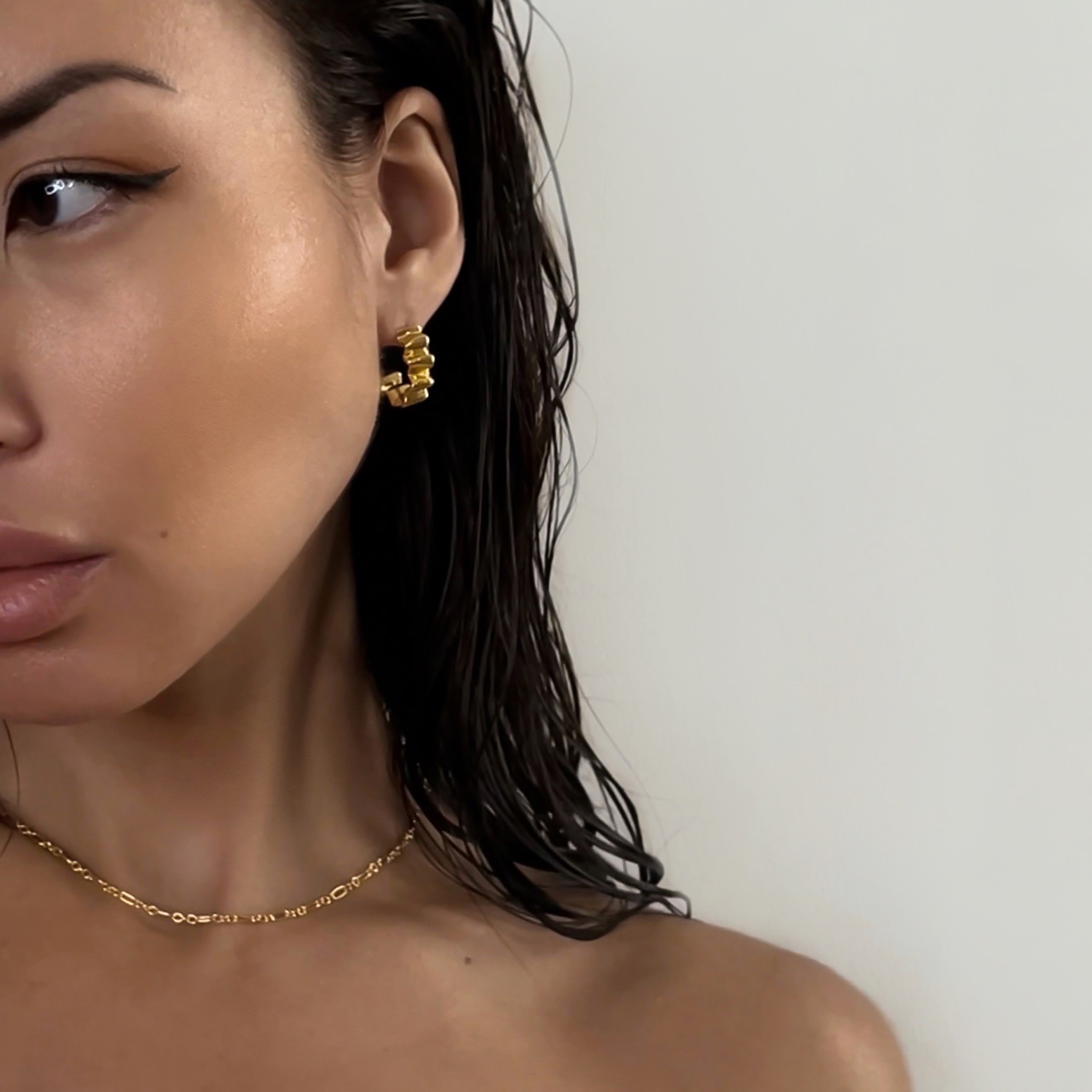 Golden Wave Hoop Earrings