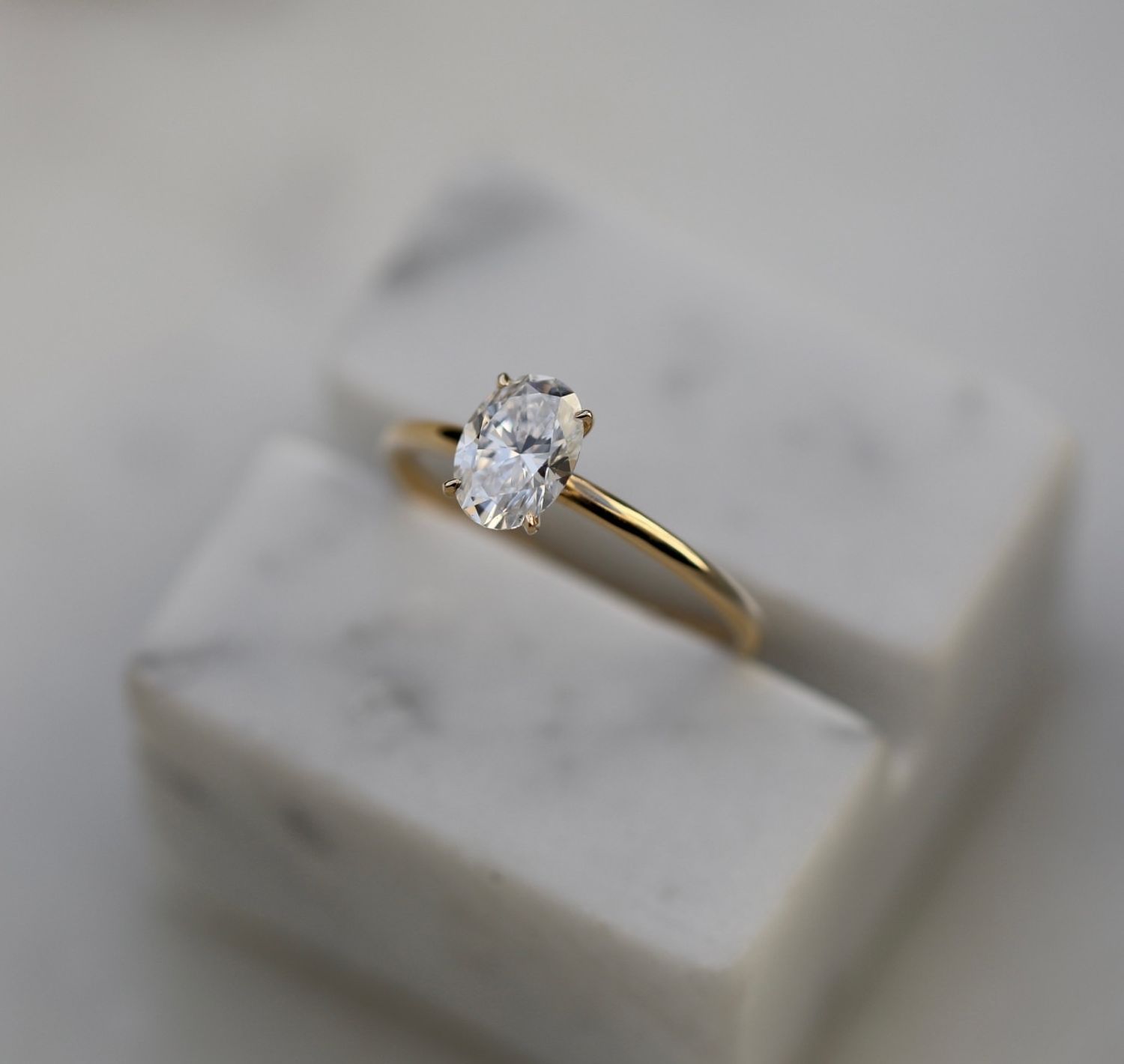 Radiant Elegance: 0.91 CT Oval Lab-Grown Diamond Solitaire Ring