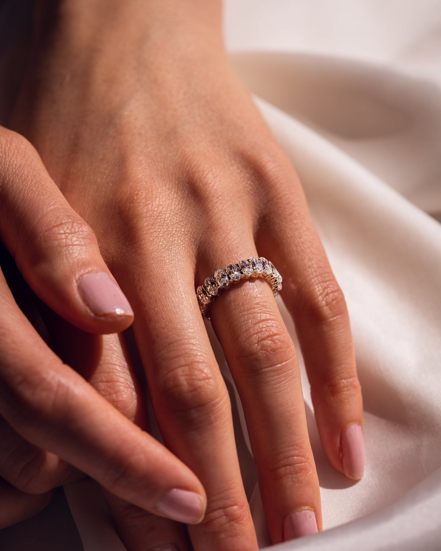 3.45 TCW Oval Lab Grown Diamond Half Eternity Wedding Band